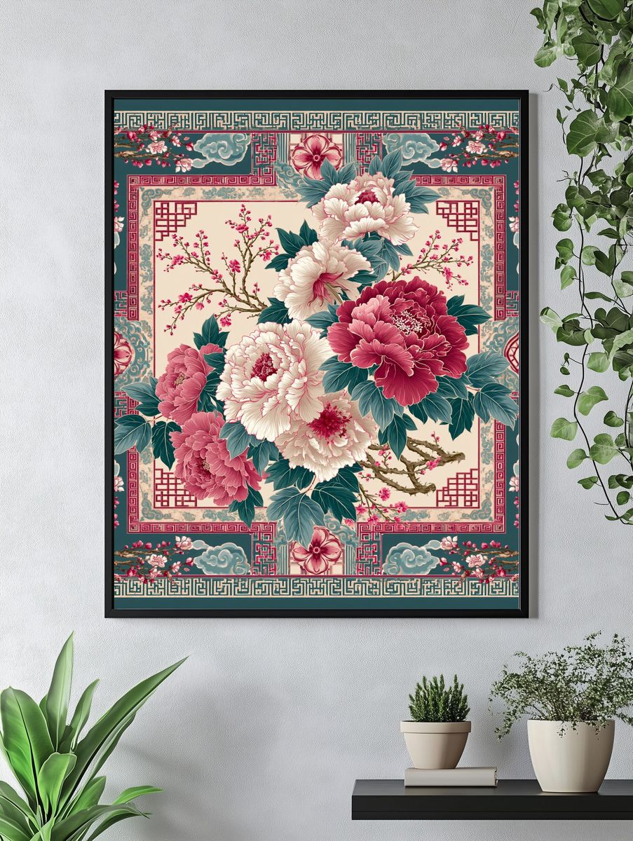 Peony Blossom Garden Print. — room view 4