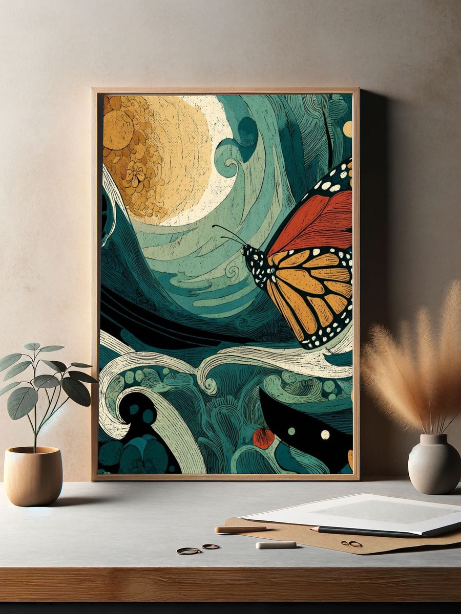 Monarch Butterfly Botanical Print. — room view 2