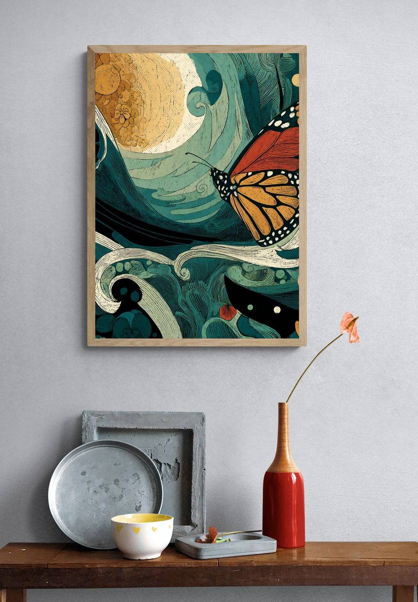 Monarch Butterfly Botanical Print. — room view 3