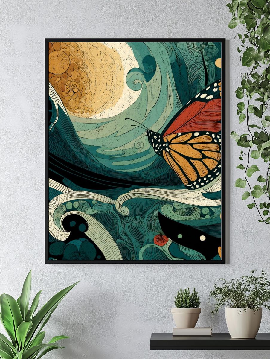 Monarch Butterfly Botanical Print. — room view 4