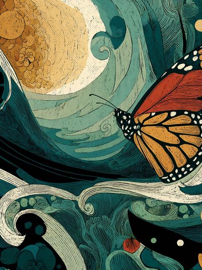 Monarch Butterfly Botanical Print.