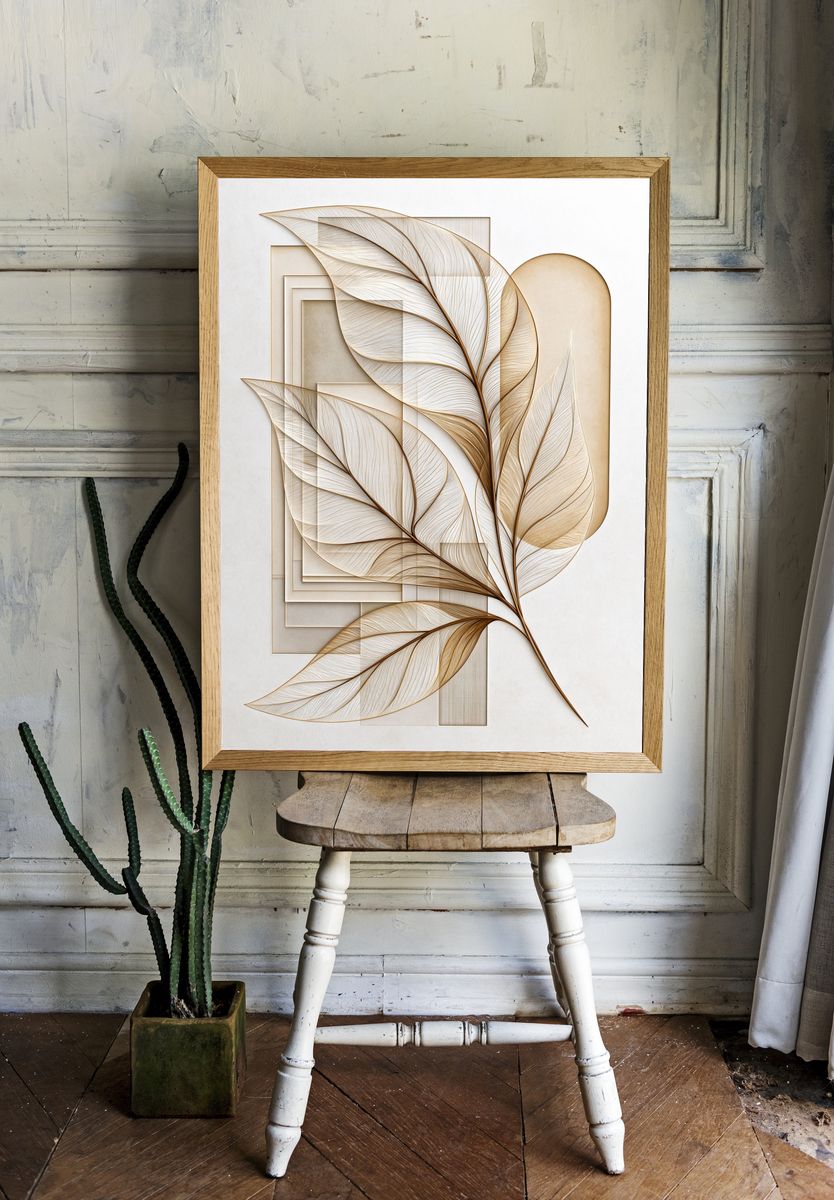 Golden Leaf Geometry Poster. — room view 1
