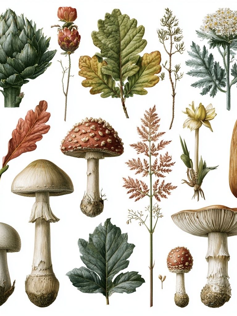 Botanical Mushroom Study Print. poster detail