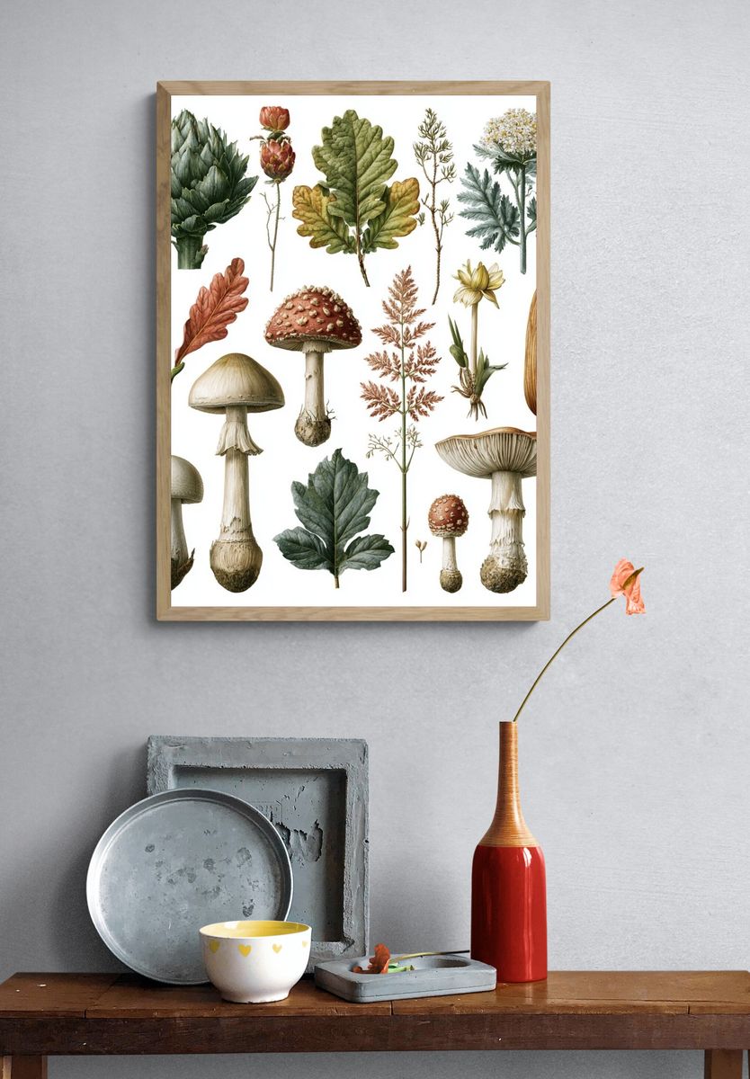 Botanical Mushroom Study Print. — room view 3