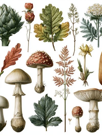 Botanical Mushroom Study Print.