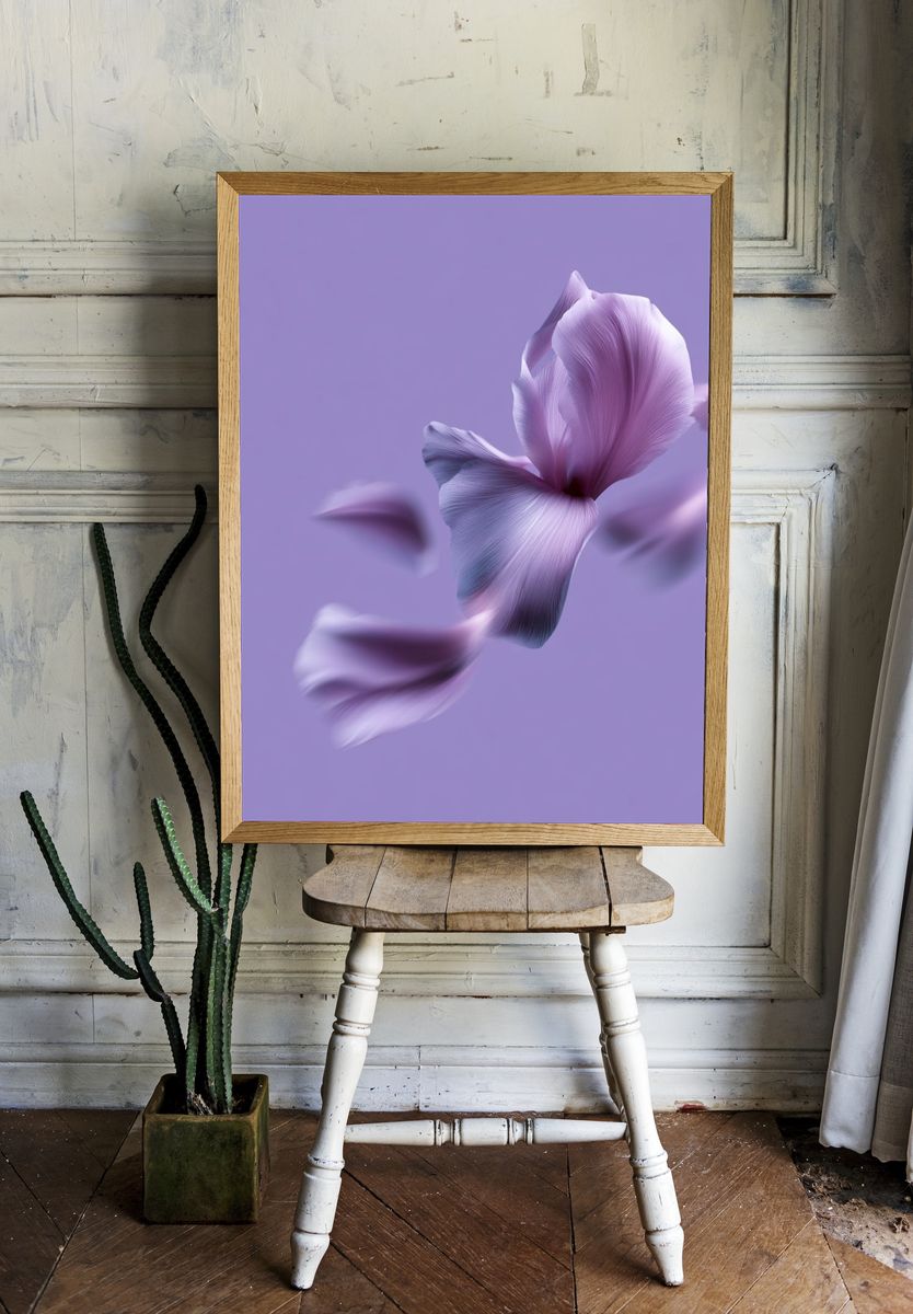 Lavender Petals Abstract Floral Poster. — room view 1
