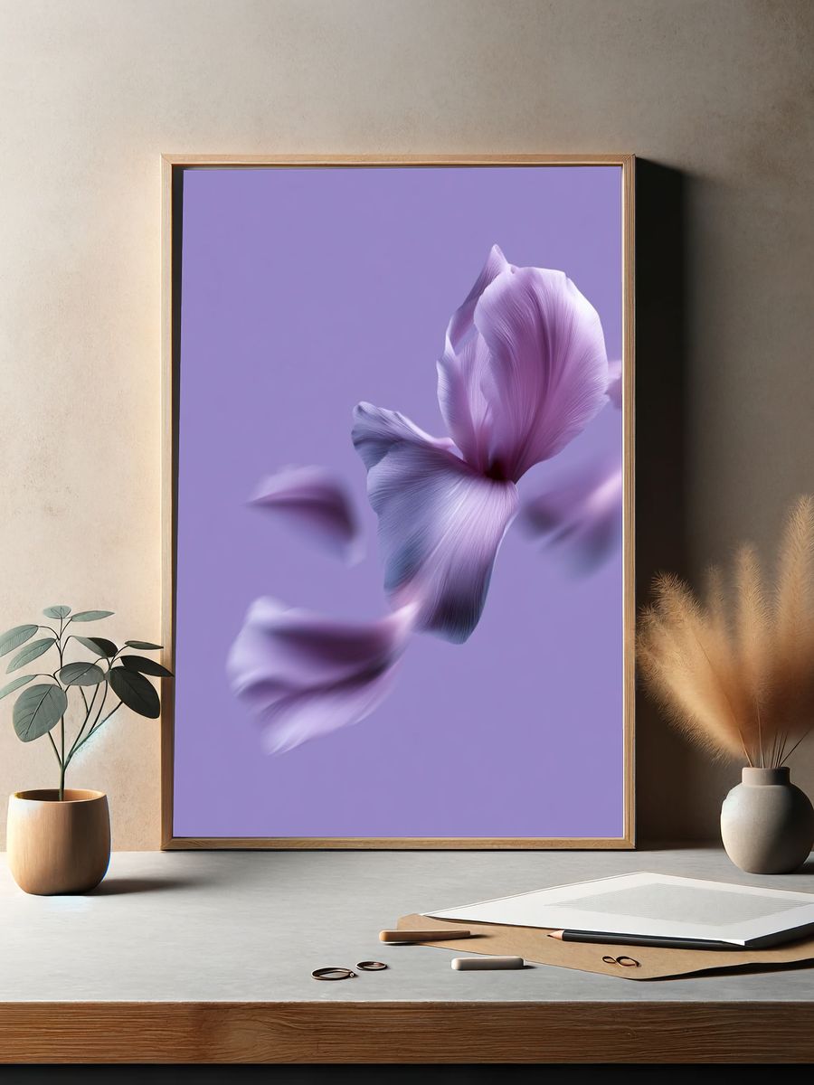 Lavender Petals Abstract Floral Poster. — room view 2