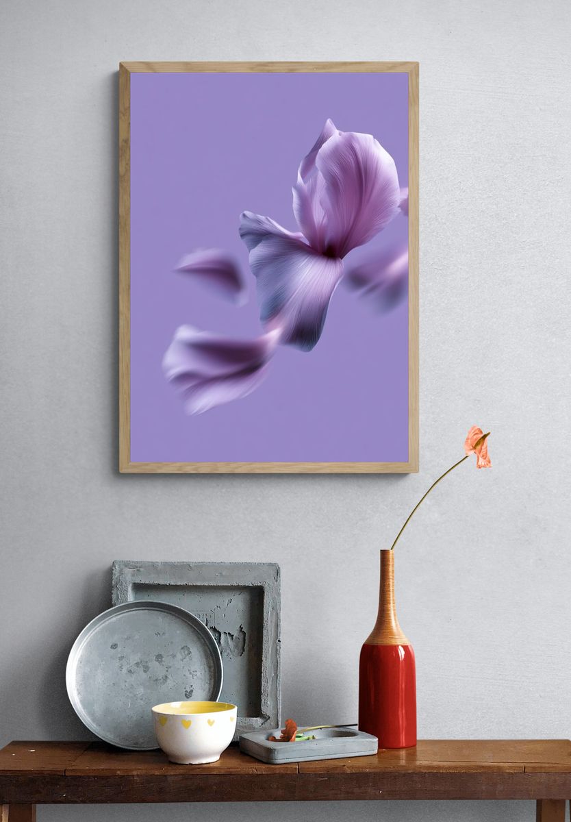 Lavender Petals Abstract Floral Poster. — room view 3