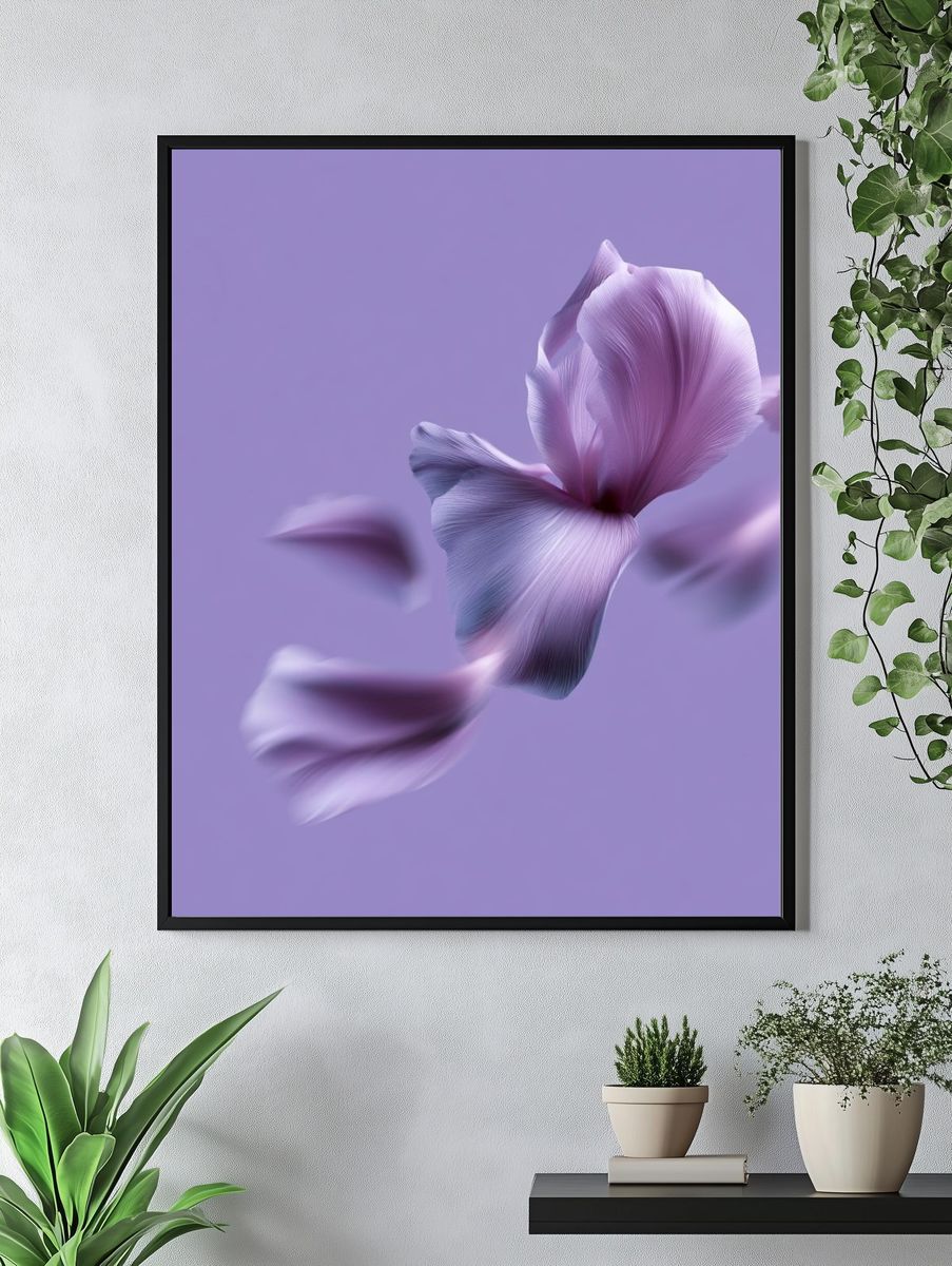 Lavender Petals Abstract Floral Poster. — room view 4