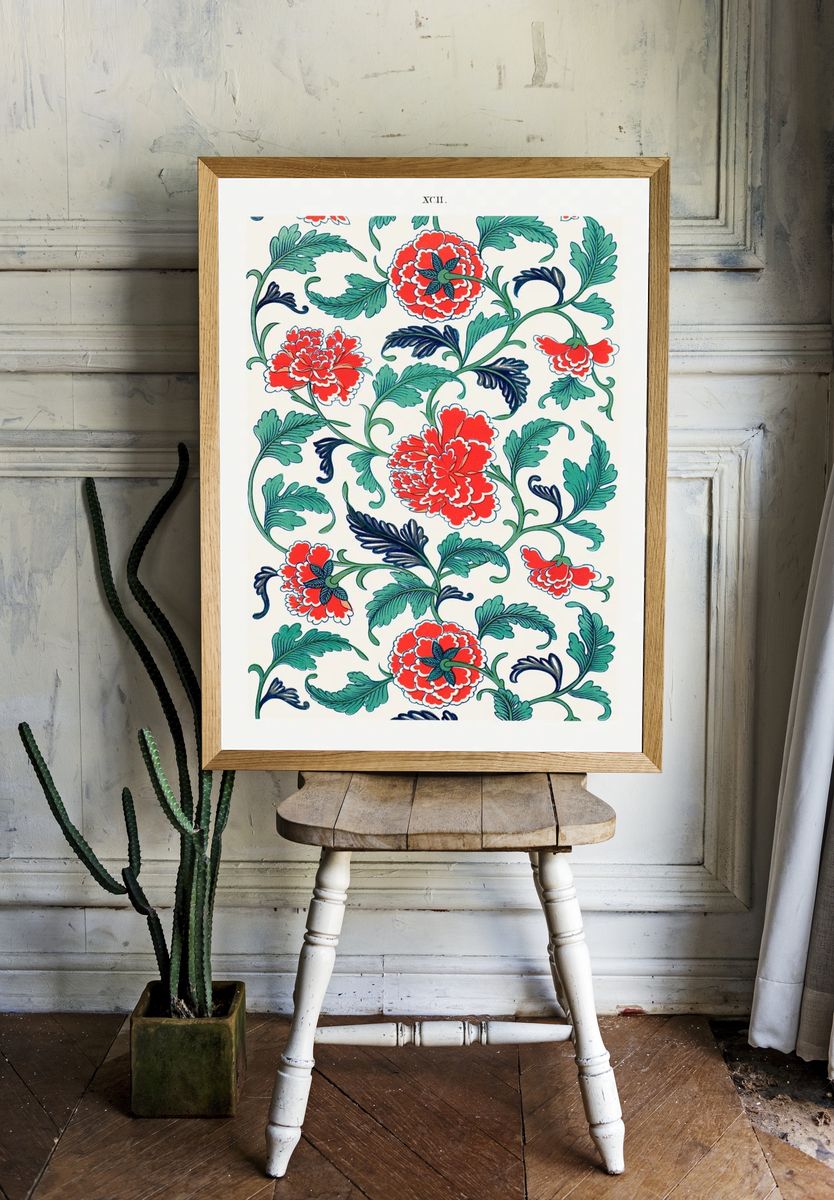 Green Botanical Leaf Print. — room view 1