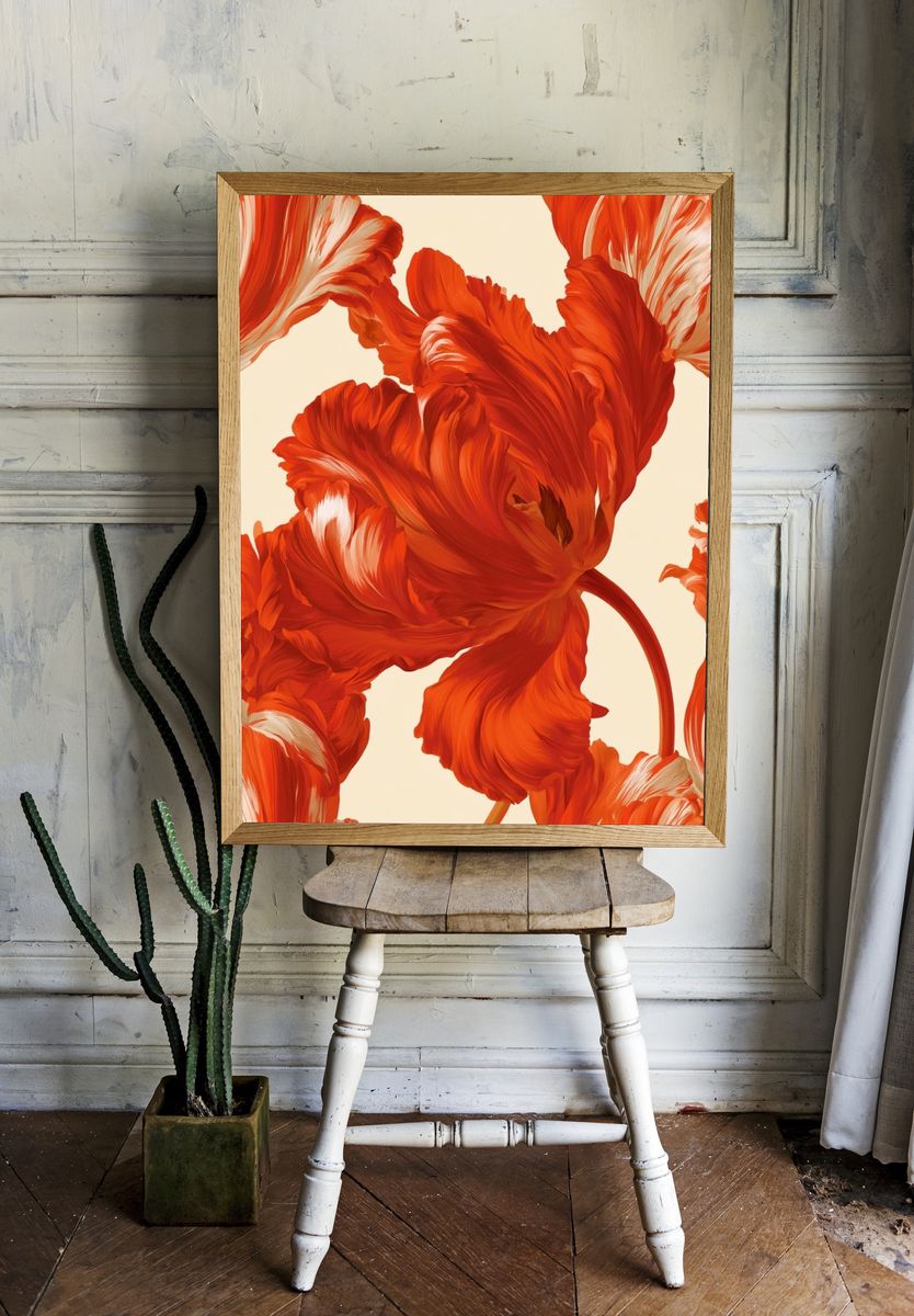 Red Tulip Bloom Illustration Poster. room preview