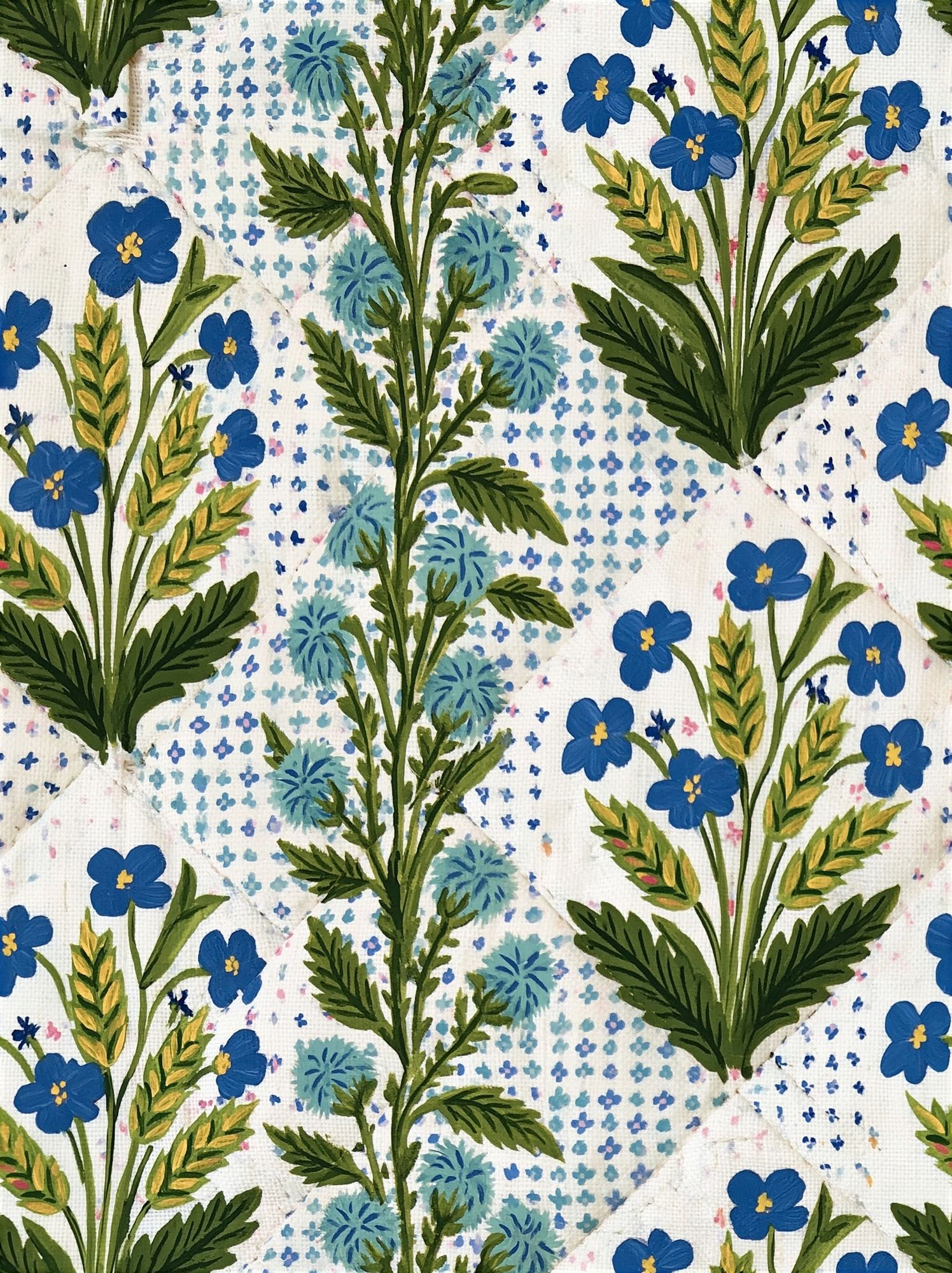 Blue Floral Botanical Print. poster detail