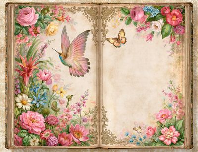 Vintage Floral Book Page Poster. poster
