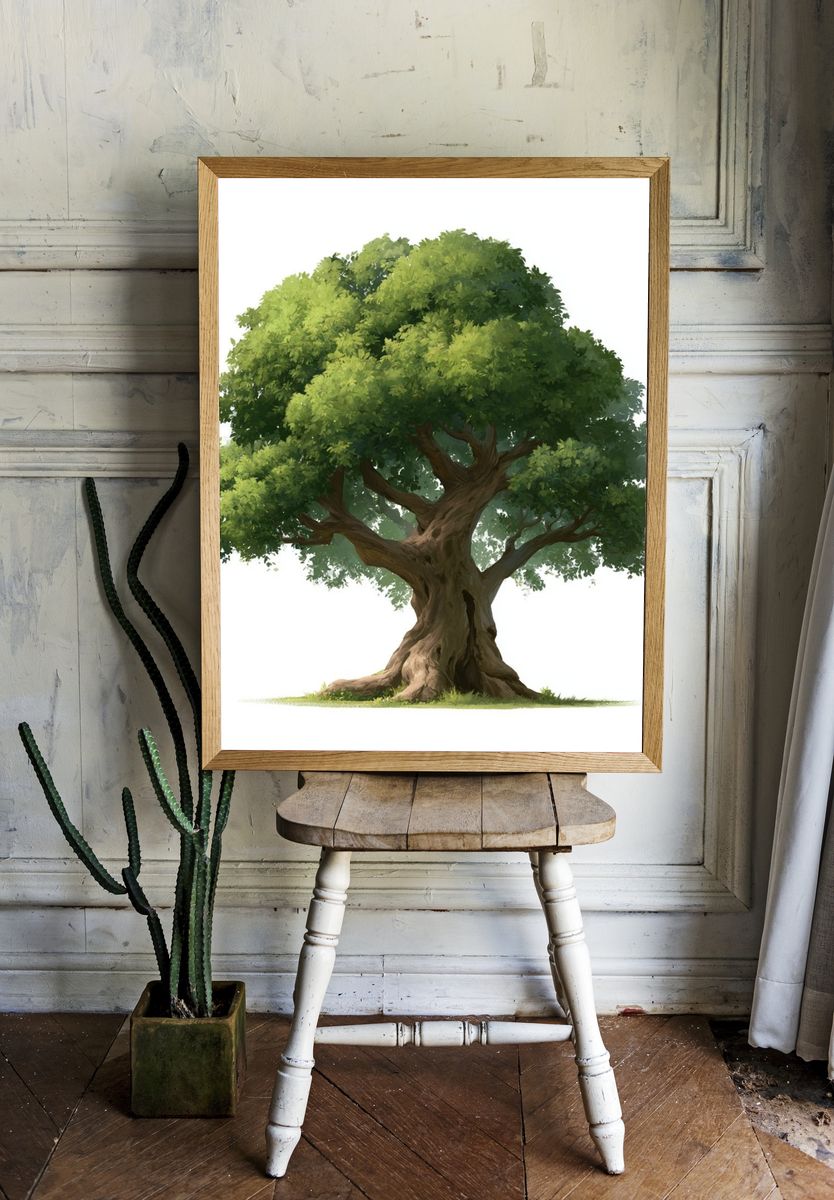 Ancient Oak Tree Illustration Poster. room preview