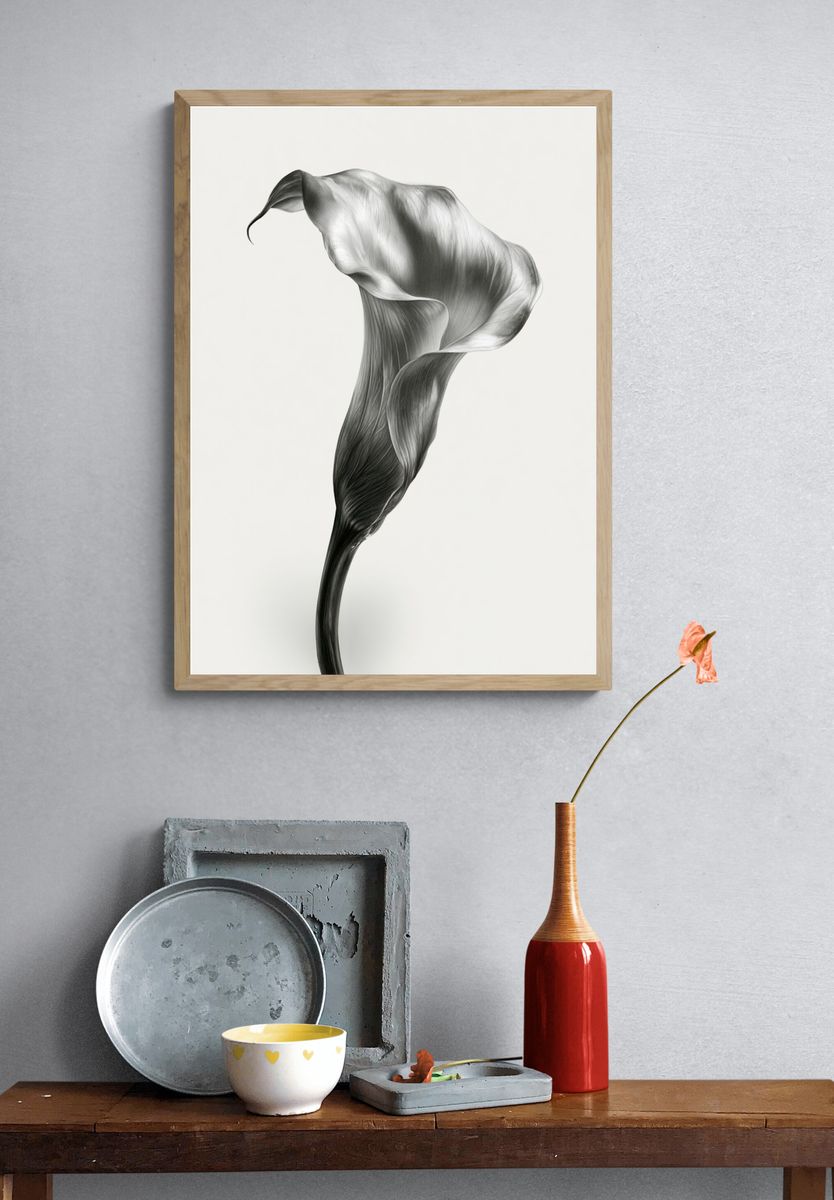 Calla Lily Monochrome Print. — room view 3