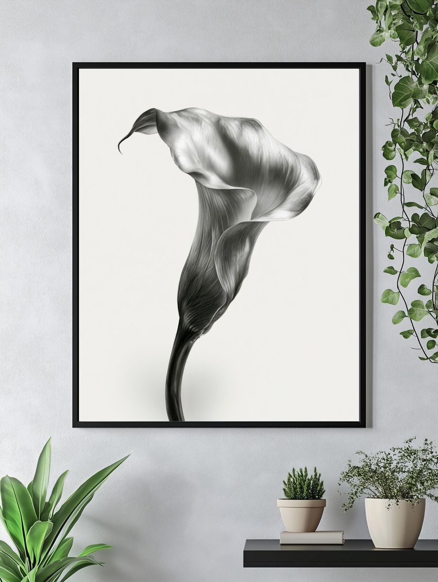 Calla Lily Monochrome Print. — room view 4