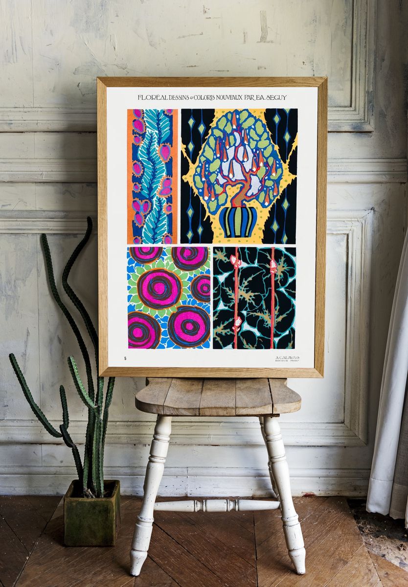 Colorful floral design, art nouveau. room preview