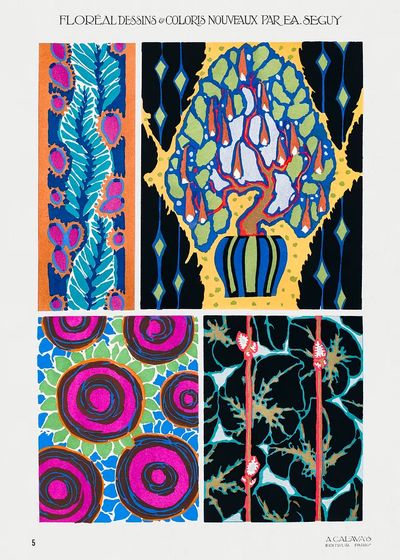 Colorful floral design, art nouveau.