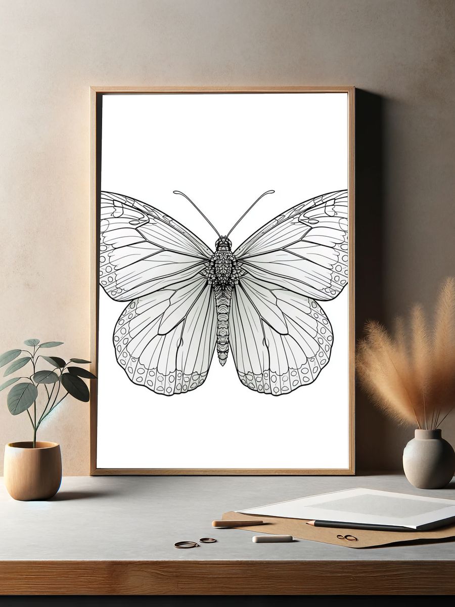 Butterfly Line Art Poster. — room view 2