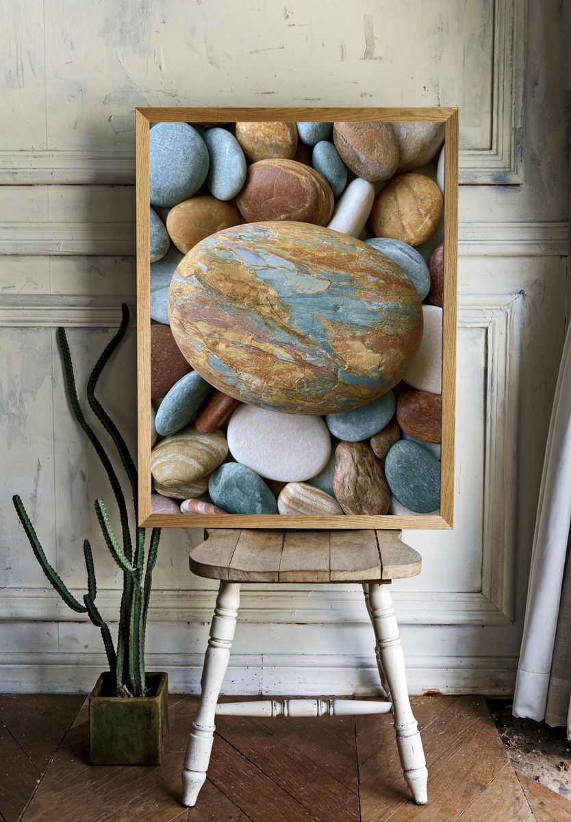 Smooth Pebbles Botanical Print. — room view 1