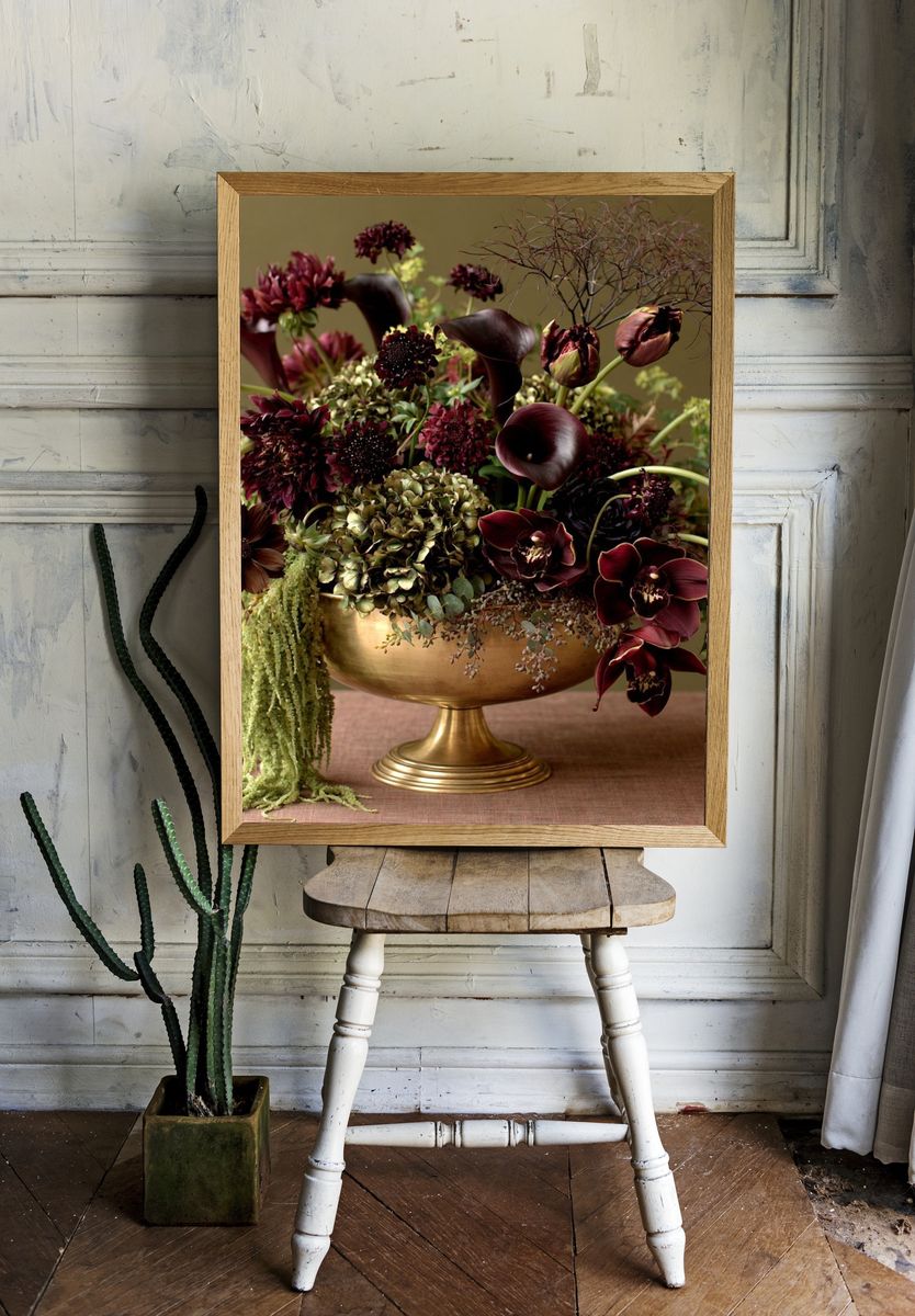 Moody Floral Arrangement Print. room preview