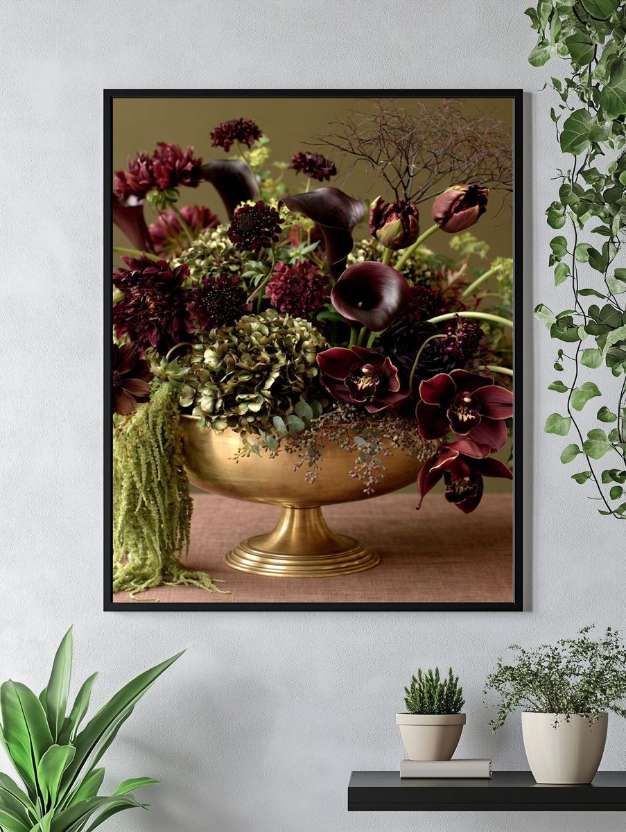 Moody Floral Arrangement Print. — room view 4