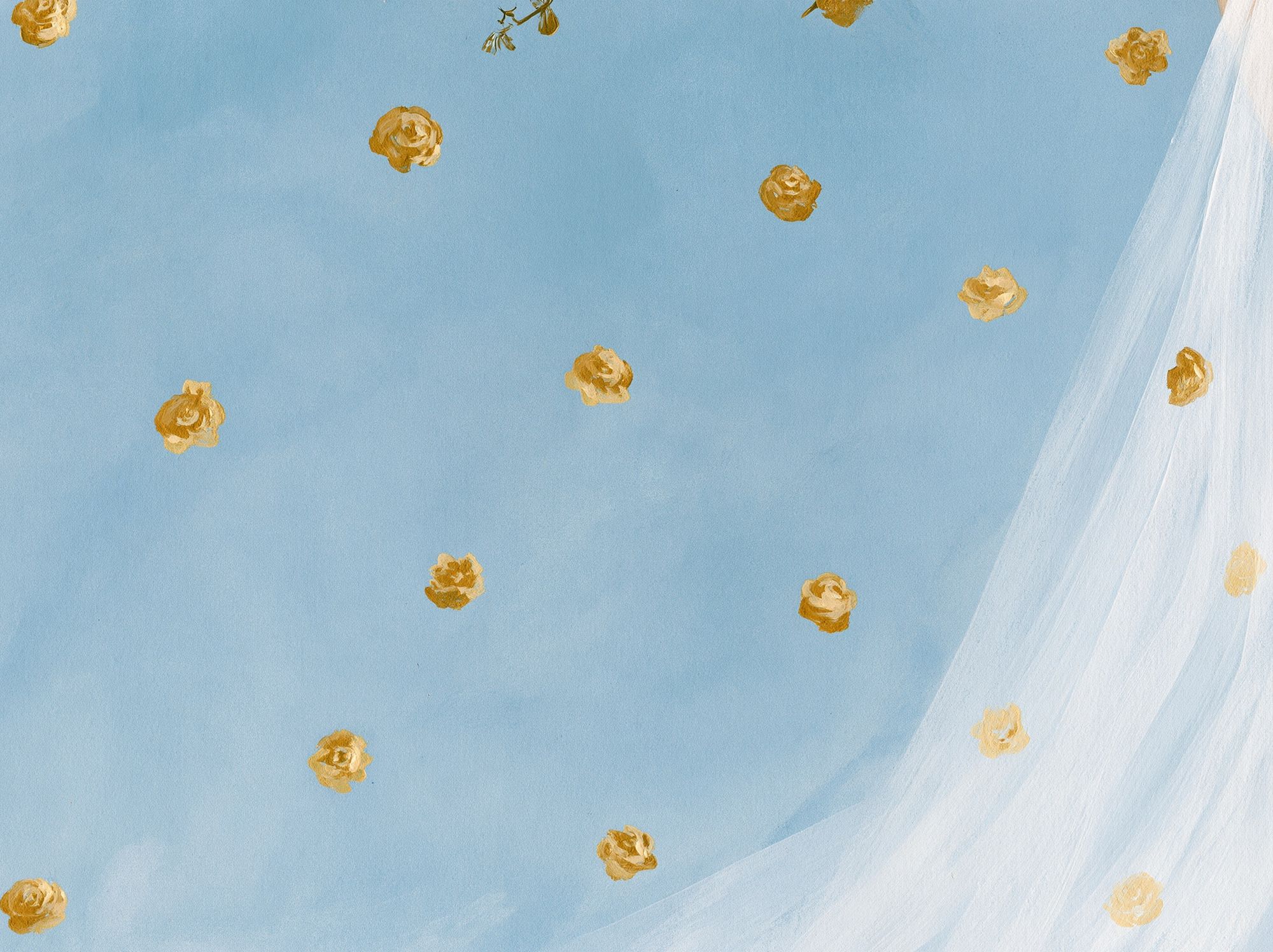 Blue Floral Drift Illustration Poster. poster detail