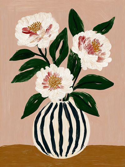 Peony Vase Botanical Print.