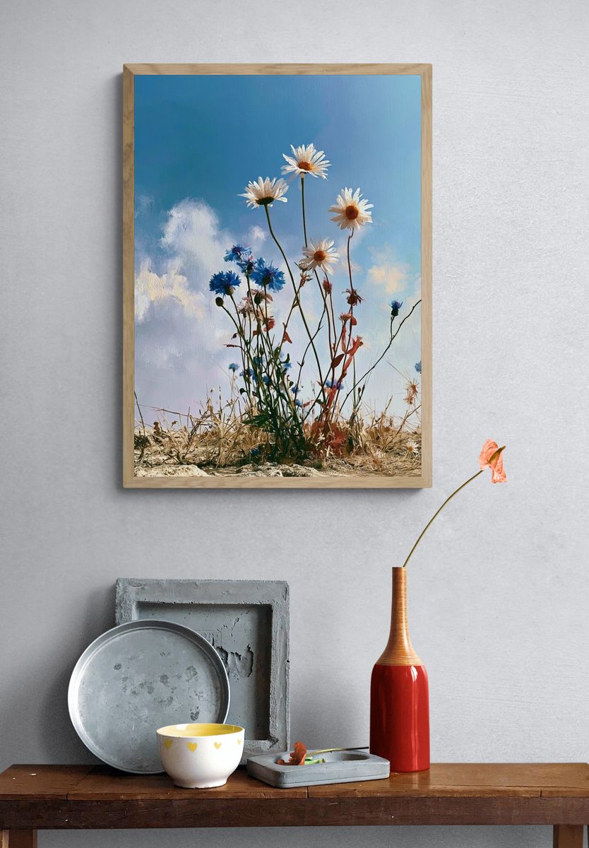 Wildflowers in Blue Sky Poster. — room view 3