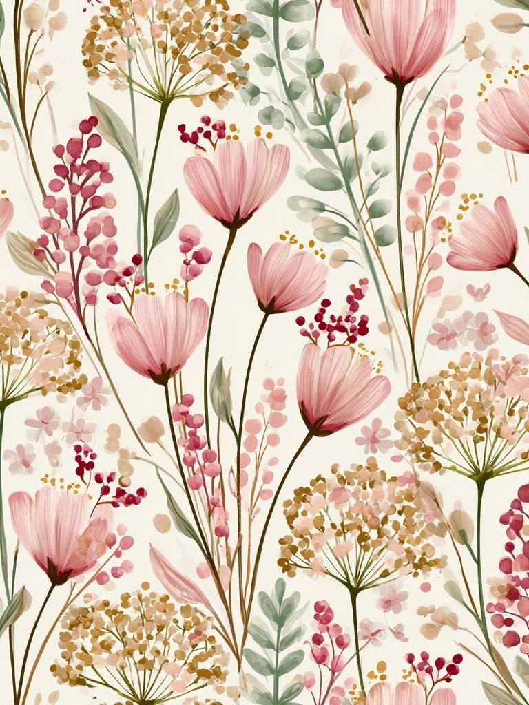 Pink Wildflower Botanical Print. poster detail