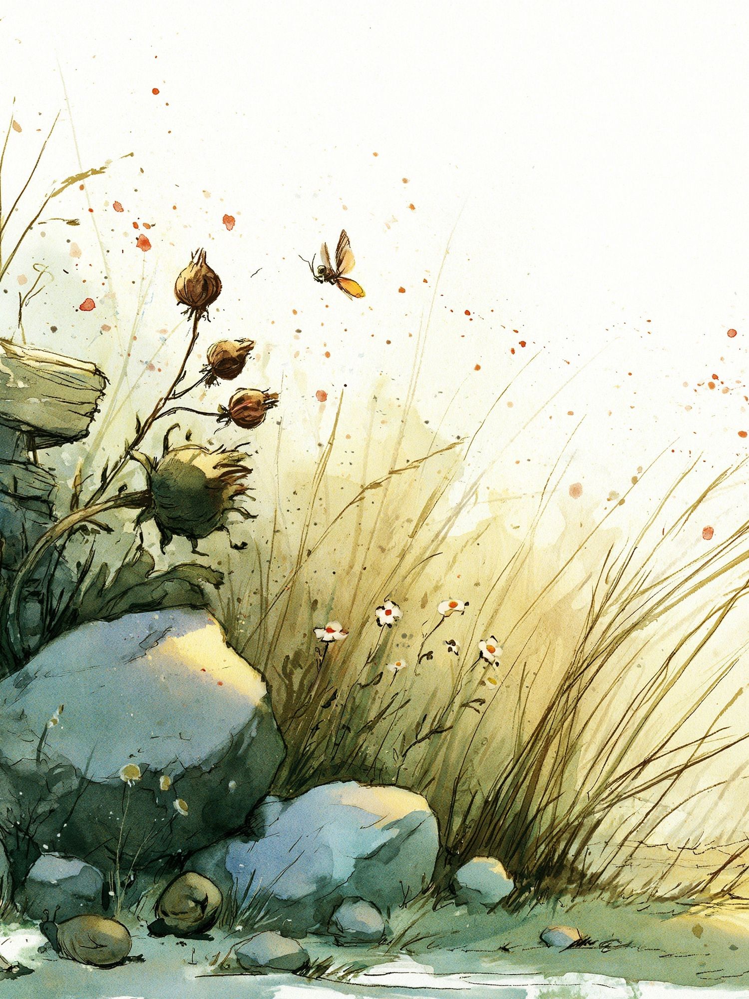 Wild Meadow Watercolor Print. poster detail