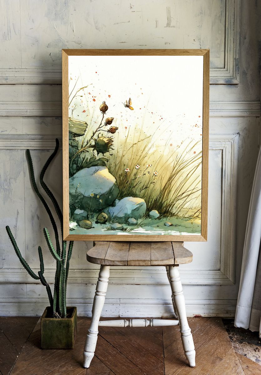 Wild Meadow Watercolor Print. — room view 1