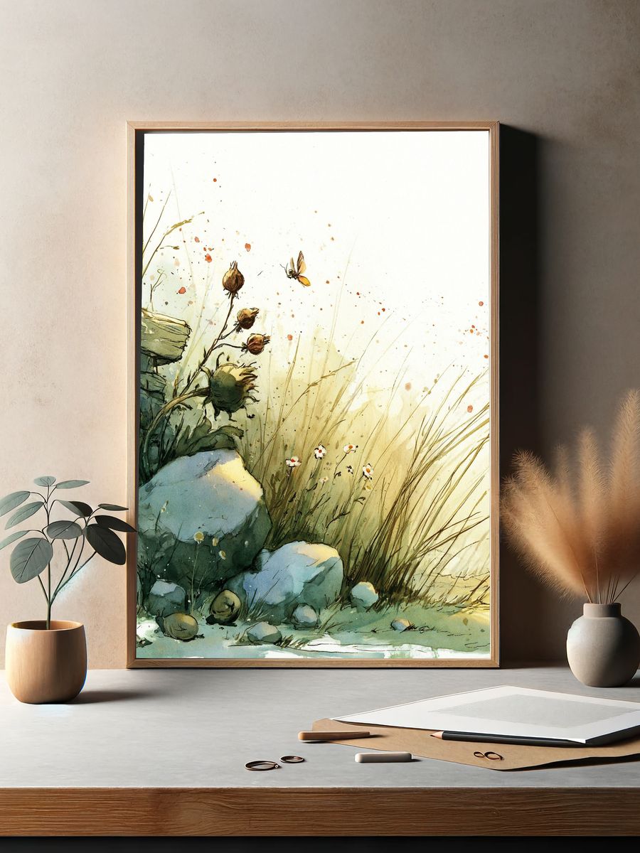 Wild Meadow Watercolor Print. — room view 2