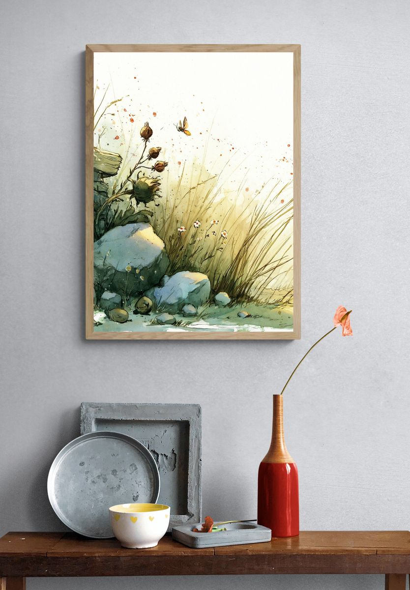 Wild Meadow Watercolor Print. — room view 3