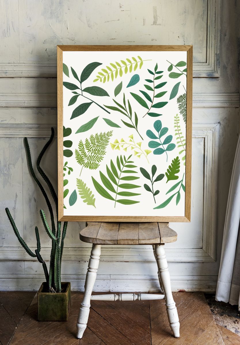 Green leaf design element set. — room view 1