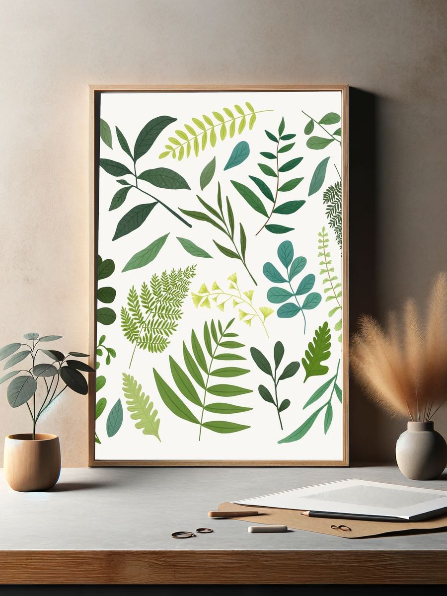 Green leaf design element set. — room view 2