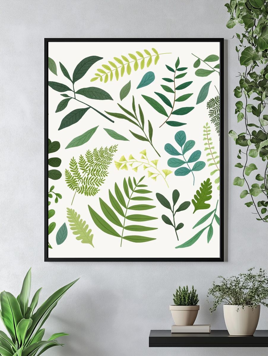 Green leaf design element set. — room view 4