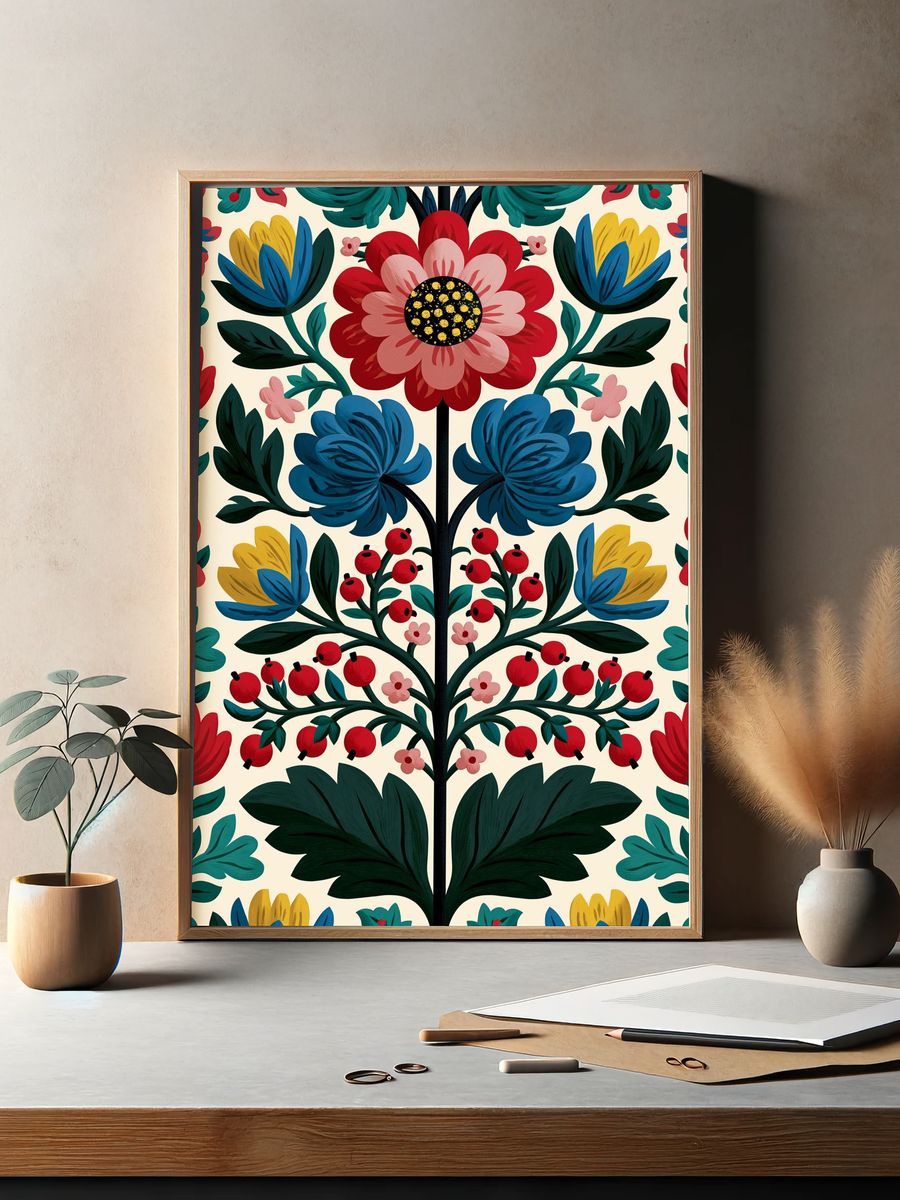 Folk Floral Garden Print. — room view 2