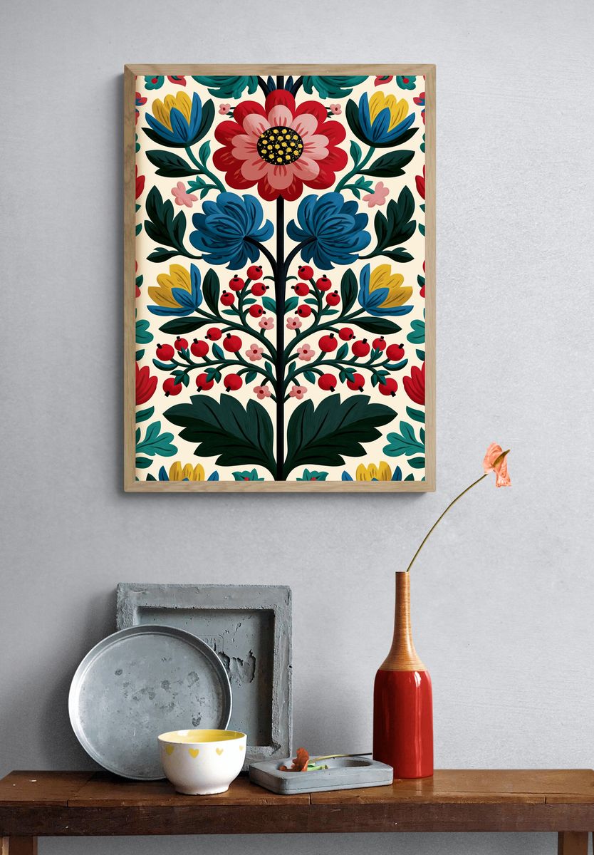 Folk Floral Garden Print. — room view 3
