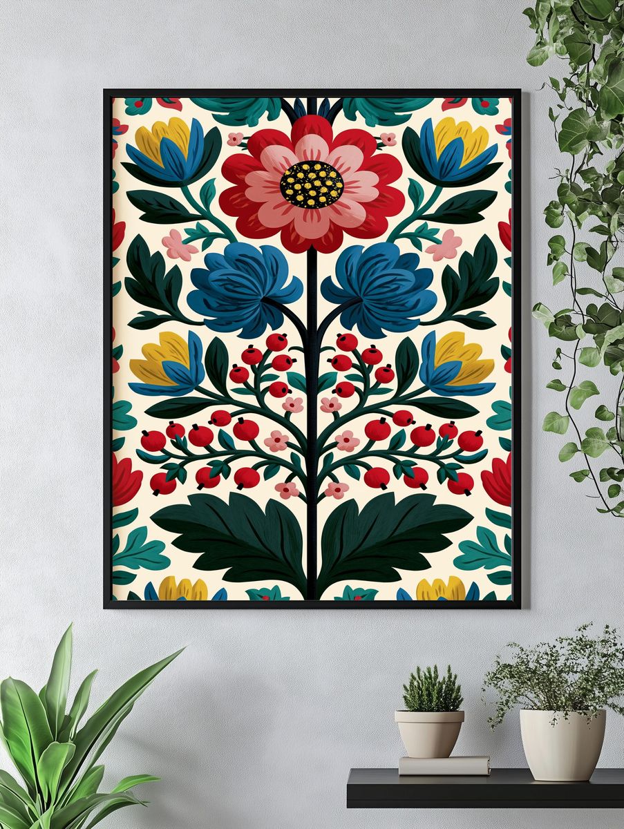 Folk Floral Garden Print. — room view 4