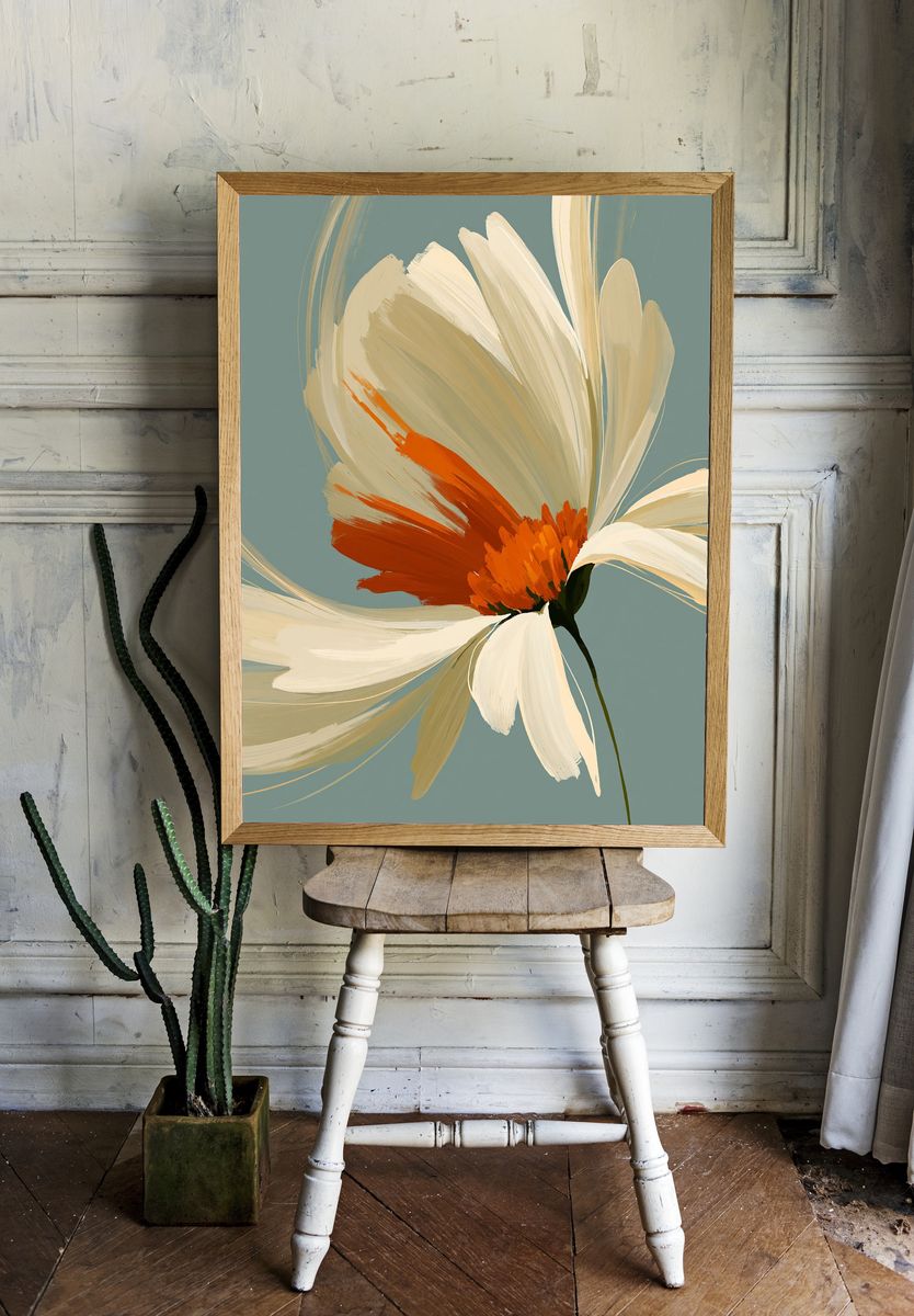 Abstract Daisy Bloom Print. — room view 1