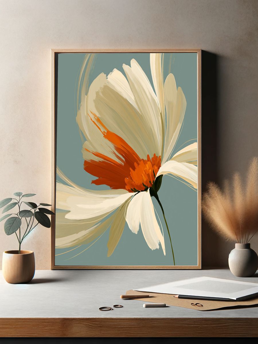 Abstract Daisy Bloom Print. — room view 2