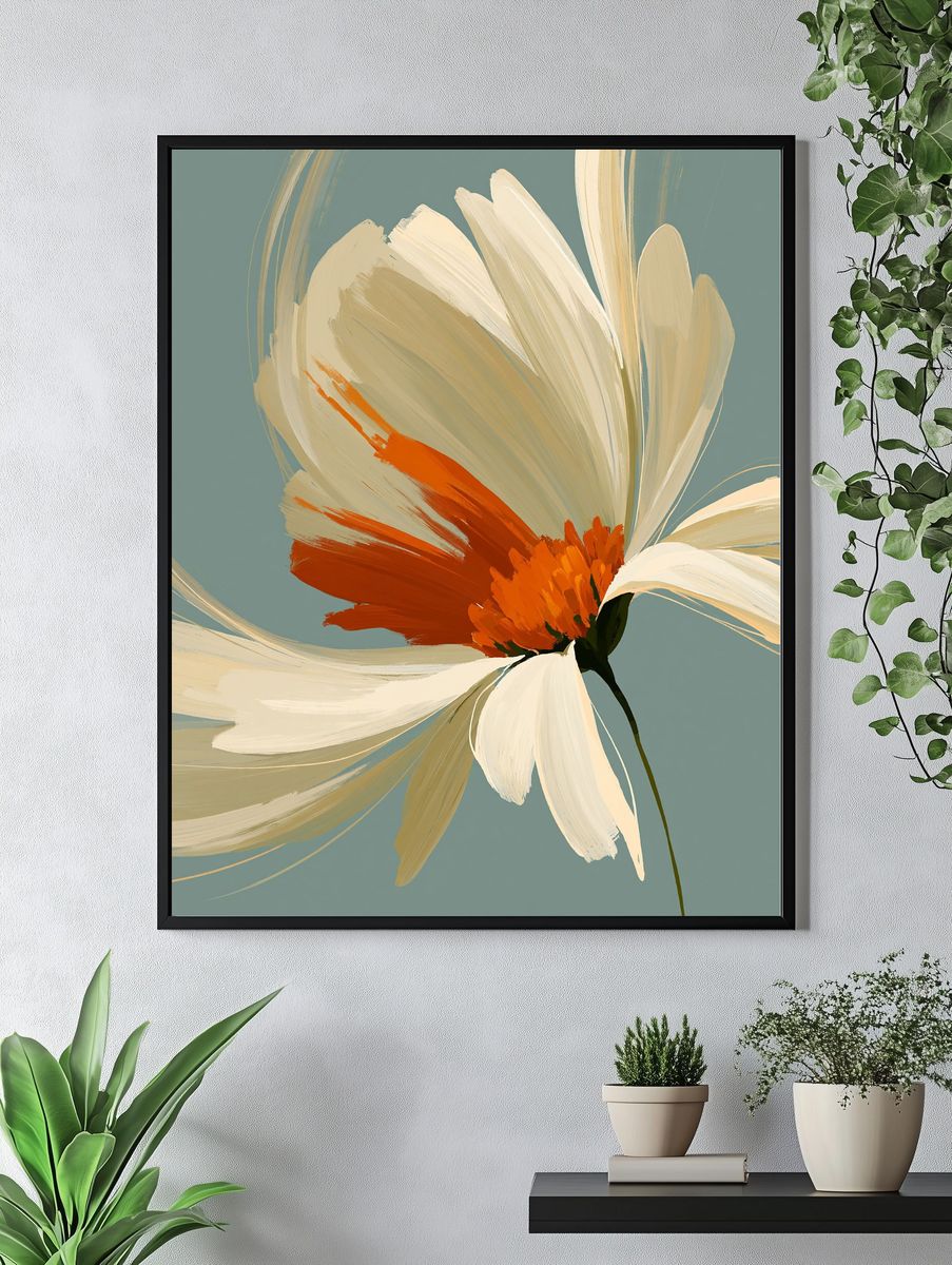 Abstract Daisy Bloom Print. — room view 4