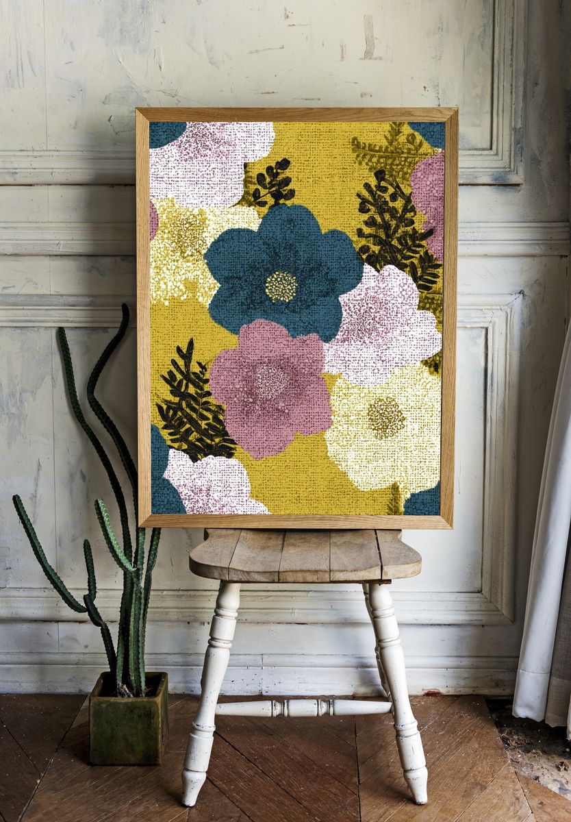 Floral Collage Vintage Print. room preview