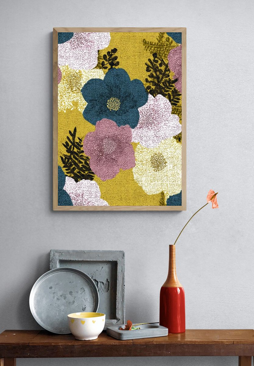 Floral Collage Vintage Print. — room view 3