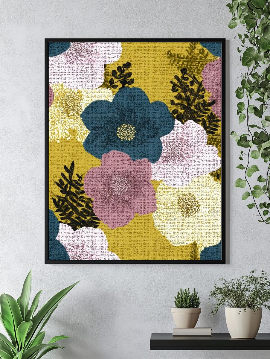 Floral Collage Vintage Print. — room view 4