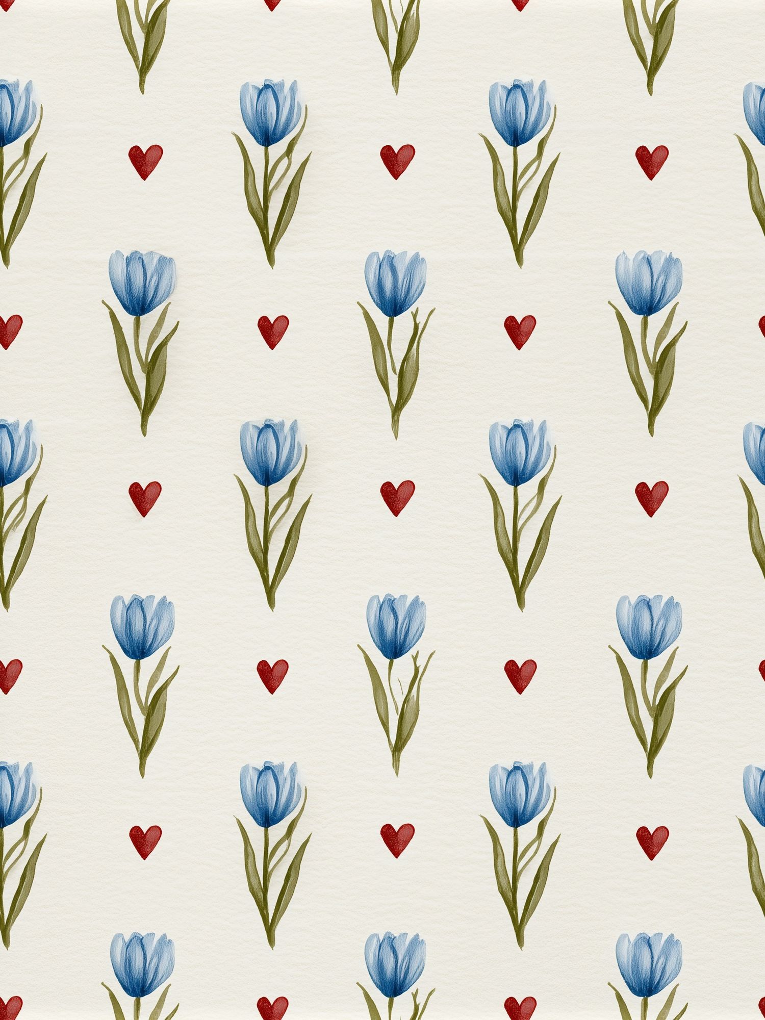 Blue Tulip Heart Pattern Print. poster detail