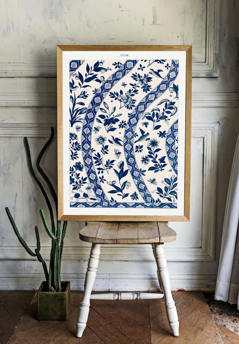 Blue flower pattern, Examples Chinese. room preview