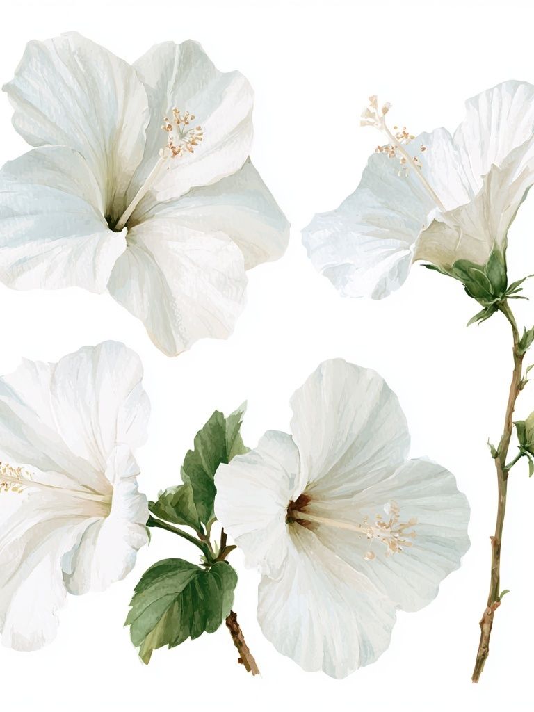 White Hibiscus Botanical Poster. poster — botanical art