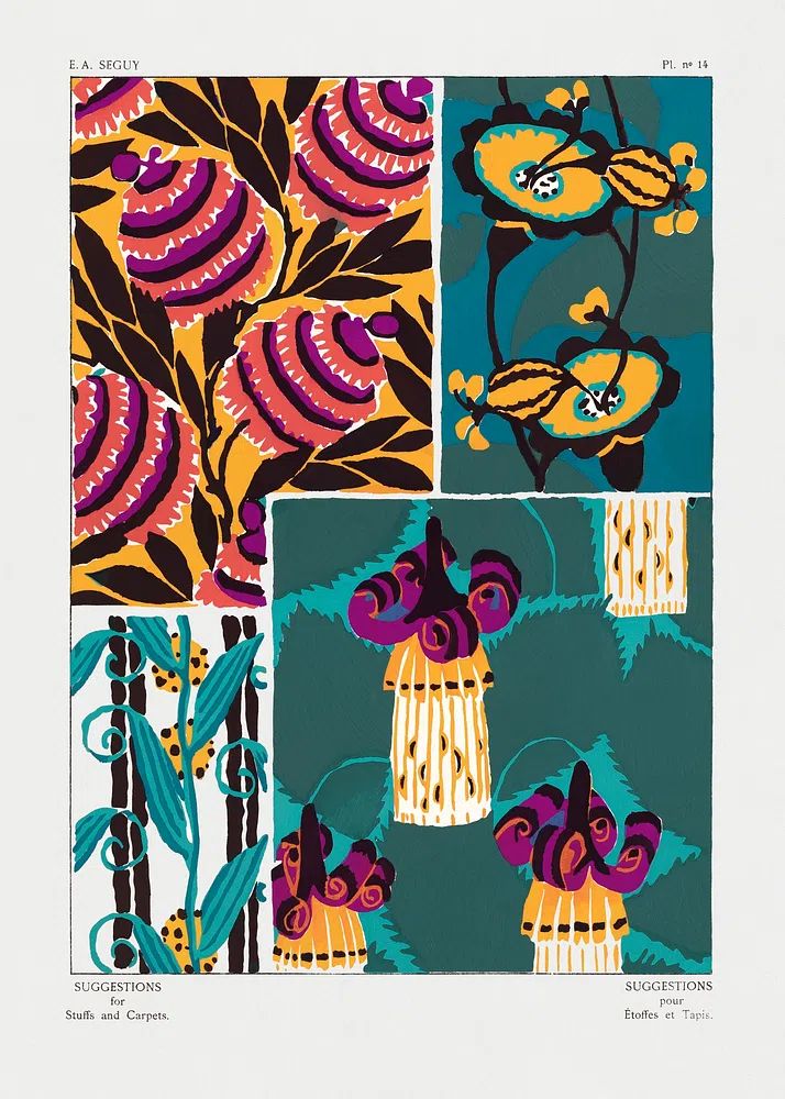 Vintage floral patterns, Art Nouveau. poster — botanical art
